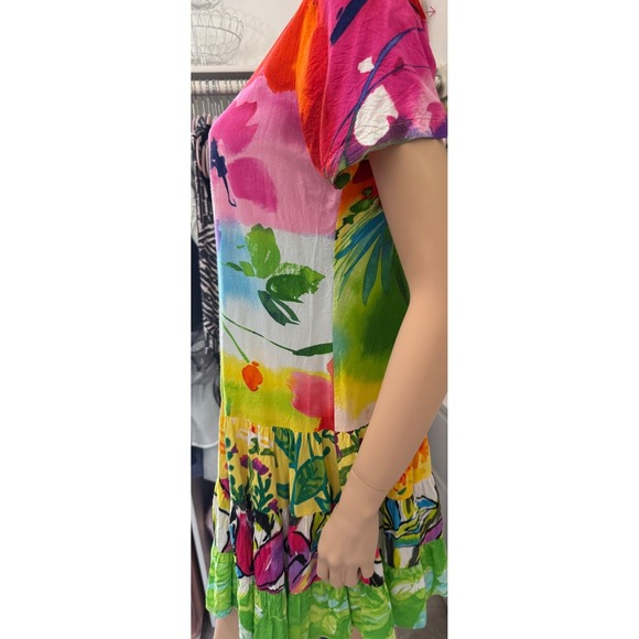 JAMS WORLD Bliss Hattie Dress Sz S Multicolored Floral Tropical Hawaiian Artsy - Picture 7 of 10